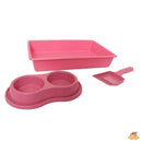 Kit caixa de de areia para gatos higiênico com pá comedouro bebedouro banheira coleira sanitário